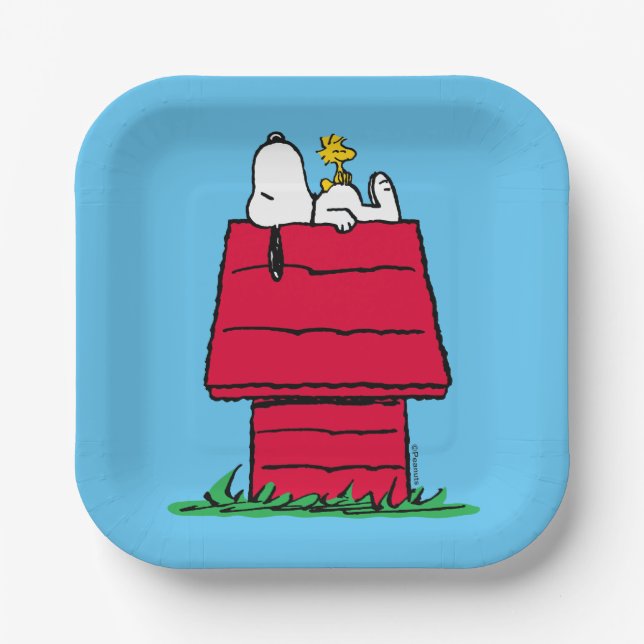 Peanuts | Snoopy & Woodstock Doghouse Paper Plate (Front)