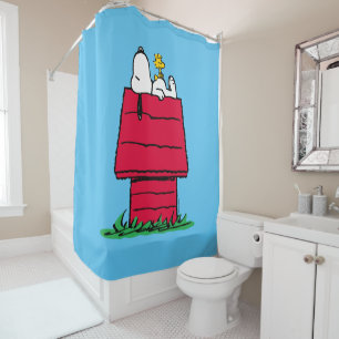 Peanuts   Snoopy & Woodstock Doghouse Shower Curtain