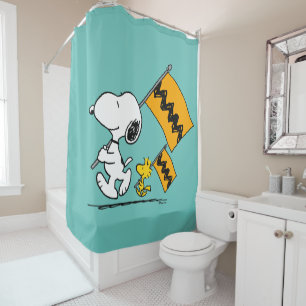 Peanuts   Snoopy & Woodstock Flags Shower Curtain