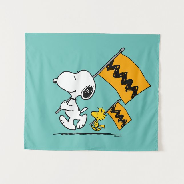 Peanuts | Snoopy & Woodstock Flags Tapestry (Front (Horizontal))