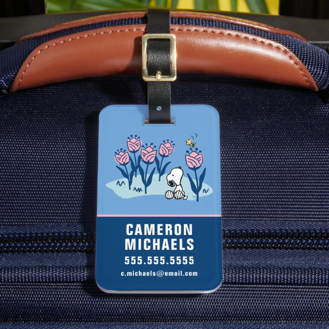 Peanuts | Snoopy & Woodstock Flower Garden Luggage Tag (Front Insitu 2)