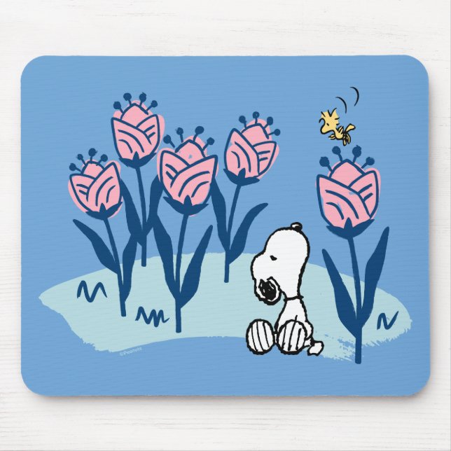 Peanuts | Snoopy & Woodstock Flower Garden Mouse Mat (Front)