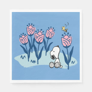 Peanuts   Snoopy & Woodstock Flower Garden Napkin