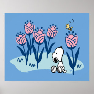 Peanuts   Snoopy & Woodstock Flower Garden Poster