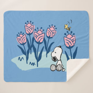 Peanuts   Snoopy & Woodstock Flower Garden Sherpa Blanket