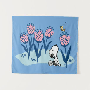Peanuts Snoopy & Woodstock Flower Garden Tapestry
