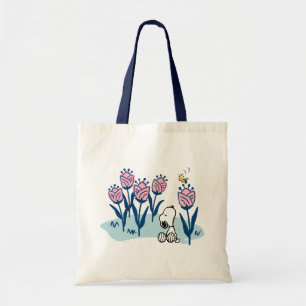 Peanuts   Snoopy & Woodstock Flower Garden Tote Bag