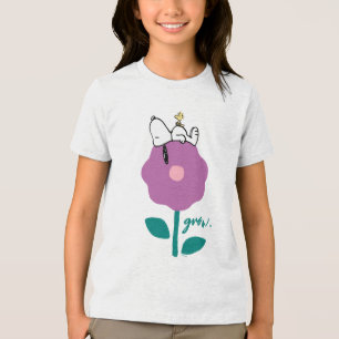 Peanuts   Snoopy & Woodstock Flower Whistle Tri-Blend Shirt