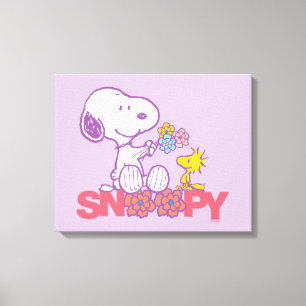 Peanuts   Snoopy & Woodstock Flowers Canvas Print