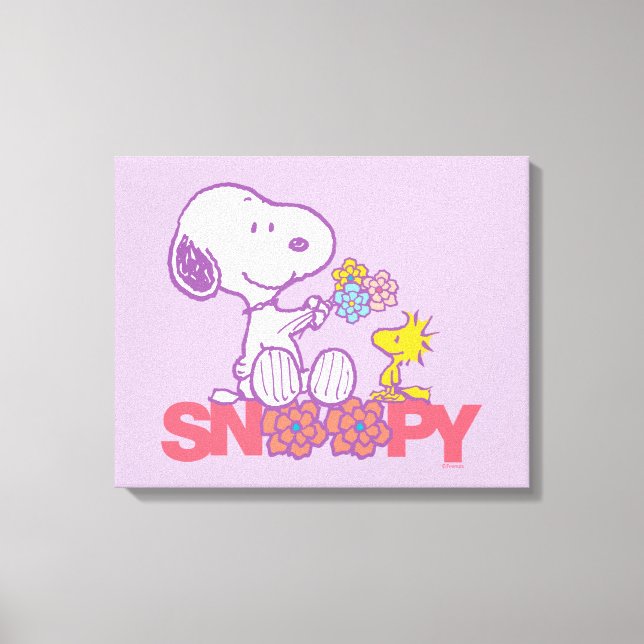 Peanuts | Snoopy & Woodstock Flowers Canvas Print (Front)