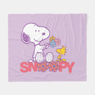 Peanuts   Snoopy & Woodstock Flowers Fleece Blanket