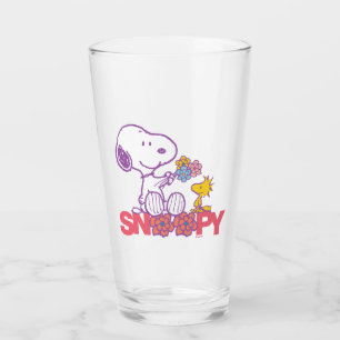 Peanuts   Snoopy & Woodstock Flowers Glass