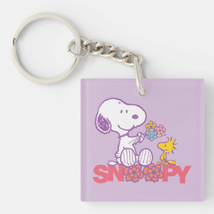 Peanuts   Snoopy & Woodstock Flowers Key Ring