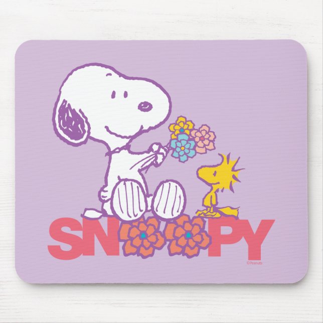 Peanuts | Snoopy & Woodstock Flowers Mouse Mat (Front)