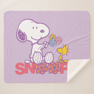 Peanuts   Snoopy & Woodstock Flowers Sherpa Blanket