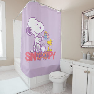 Peanuts   Snoopy & Woodstock Flowers Shower Curtain