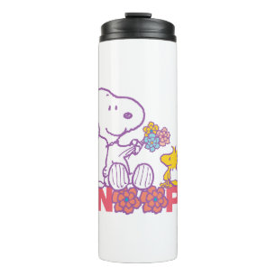 Peanuts   Snoopy & Woodstock Flowers Thermal Tumbler