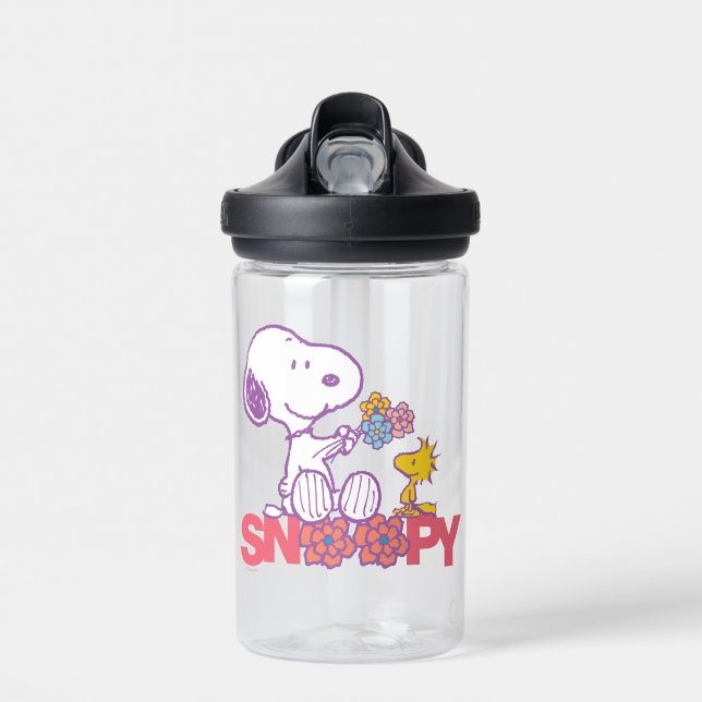 Peanuts | Snoopy & Woodstock Flowers Water Bottle (Front)