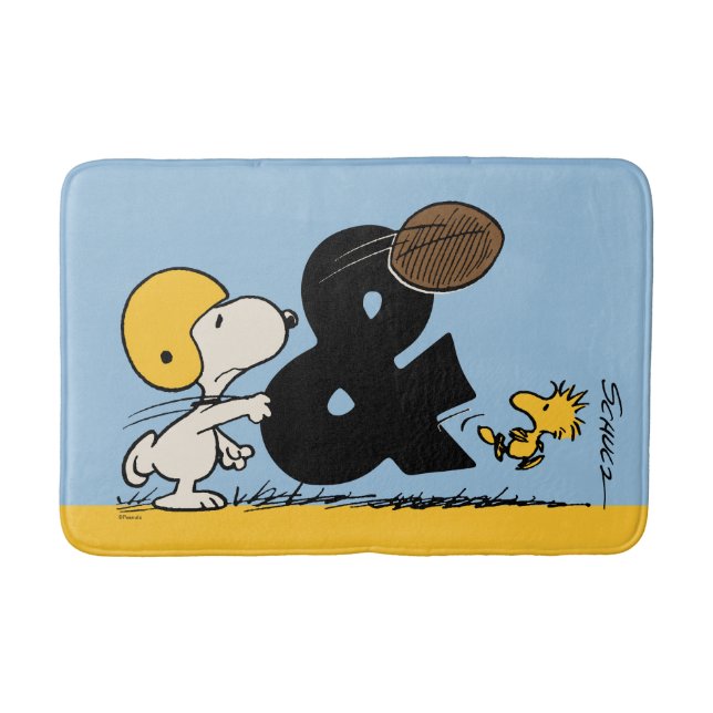 Peanuts | Snoopy & Woodstock Football Bath Mat (Front)