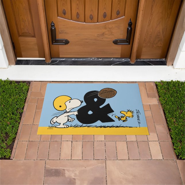 Peanuts | Snoopy & Woodstock Football Doormat (Outdoor)
