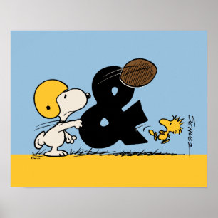 Peanuts Snoopy & Woodstock Football Poster