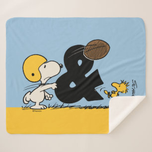 Peanuts Snoopy & Woodstock Football Sherpa Blanket