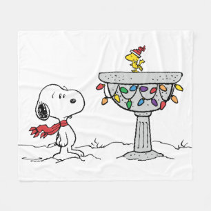 Peanuts   Snoopy & Woodstock Frozen Birdbath Fleece Blanket