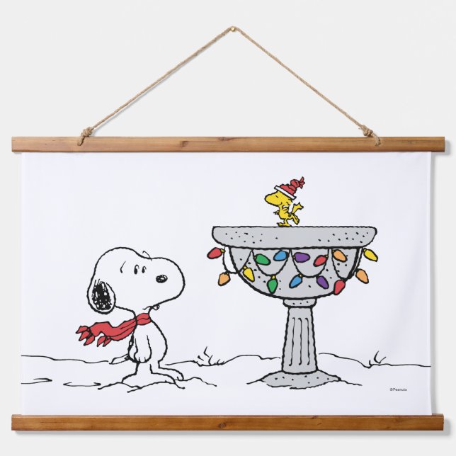 Peanuts | Snoopy & Woodstock Frozen Birdbath Hanging Tapestry (Front)