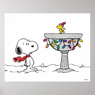 Peanuts Snoopy & Woodstock Frozen Birdbath Poster