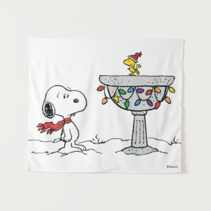 Peanuts   Snoopy & Woodstock Frozen Birdbath Tapestry
