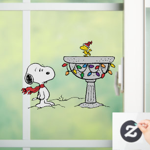 Peanuts Snoopy & Woodstock Frozen Birdbath Window Cling