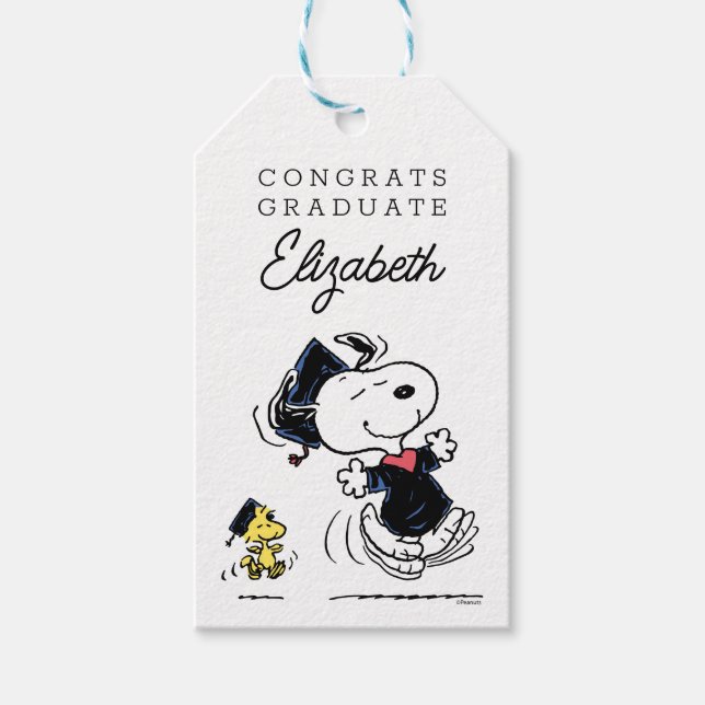 Peanuts | Snoopy & Woodstock Graduation Gift Tags (Front)