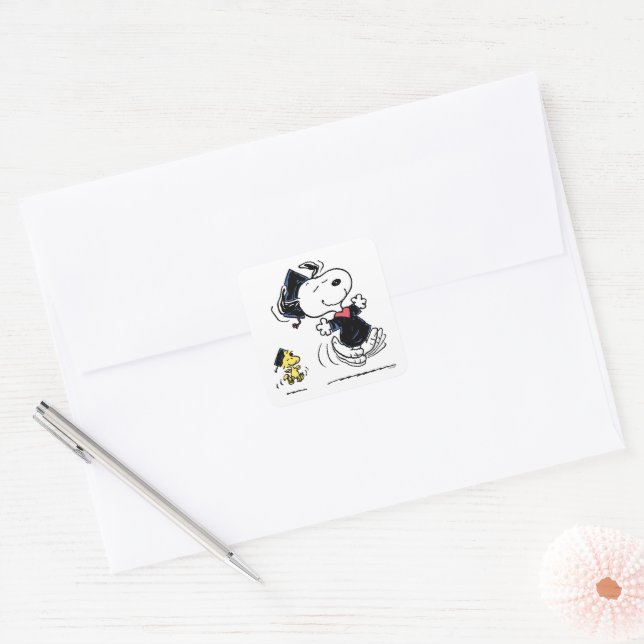 Peanuts | Snoopy & Woodstock Graduation Square Sticker (Envelope)