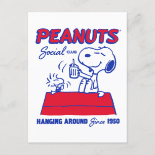 Peanuts Snoopy & Woodstock Hanging Around Postcard