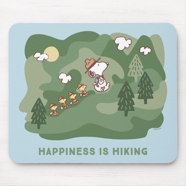 Peanuts | Snoopy & Woodstock Happiness is Hiking Mouse Mat (Front)