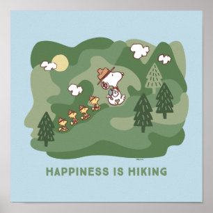 Peanuts Snoopy & Woodstock Happiness is Hiking Poster