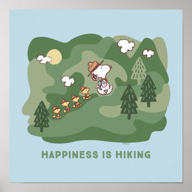 Peanuts | Snoopy & Woodstock Happiness is Hiking Poster (Front)