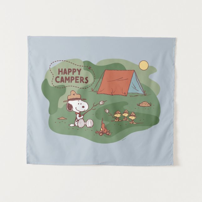 Peanuts | Snoopy & Woodstock Happy Campers 2 Tapestry (Front (Horizontal))