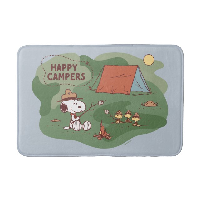Peanuts | Snoopy & Woodstock Happy Campers Bath Mat (Front)