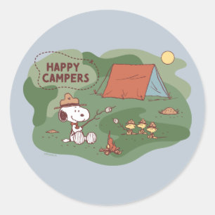 Peanuts   Snoopy & Woodstock Happy Campers Classic Round Sticker