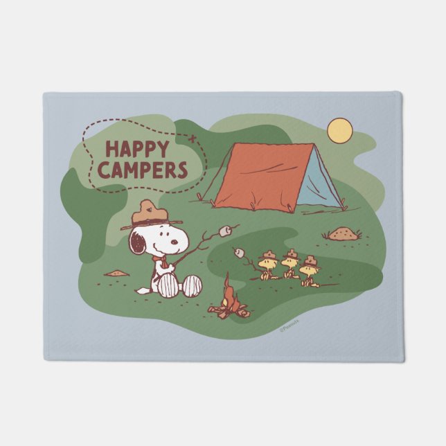Peanuts | Snoopy & Woodstock Happy Campers Doormat (Front)