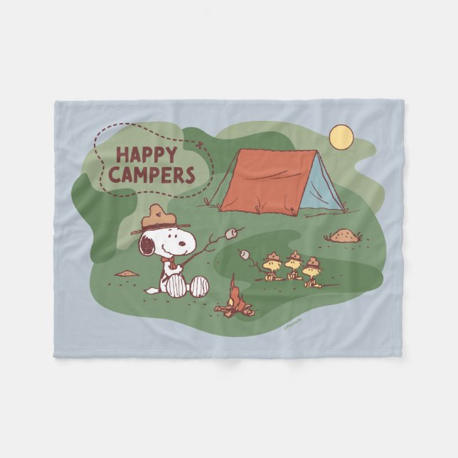 Peanuts | Snoopy & Woodstock Happy Campers Fleece Blanket (Front (Horizontal))