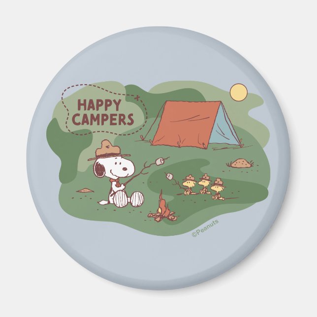 Peanuts | Snoopy & Woodstock Happy Campers Magnet (Front)