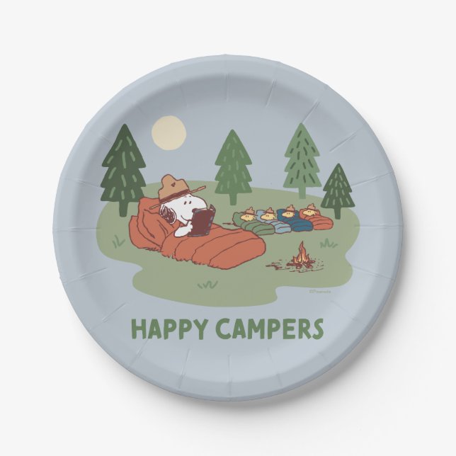 Peanuts | Snoopy & Woodstock Happy Campers Paper Plate (Front)