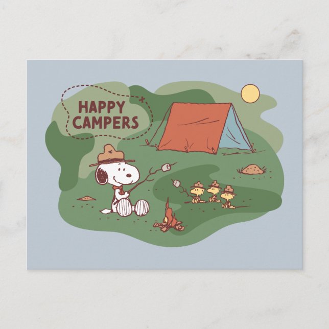 Peanuts | Snoopy & Woodstock Happy Campers Postcard (Front)