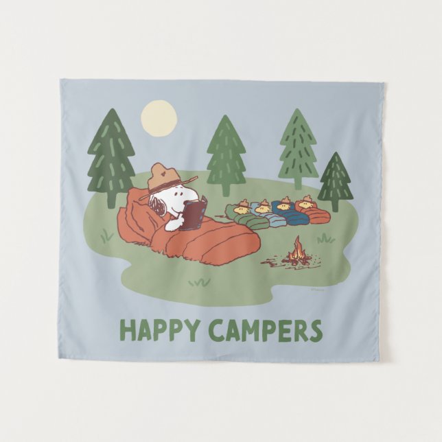 Peanuts | Snoopy & Woodstock Happy Campers Tapestry (Front (Horizontal))