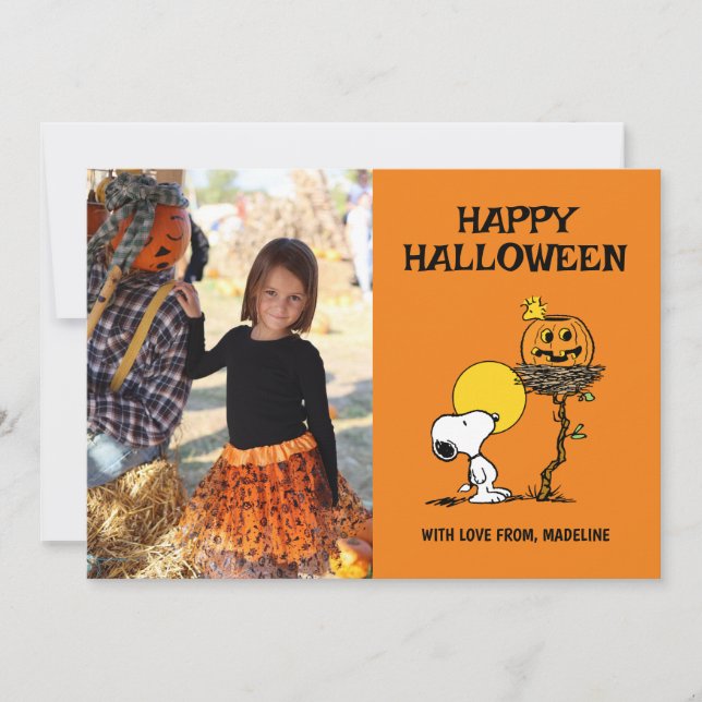 Peanuts | Snoopy & Woodstock Happy Halloween Holiday Card (Front)