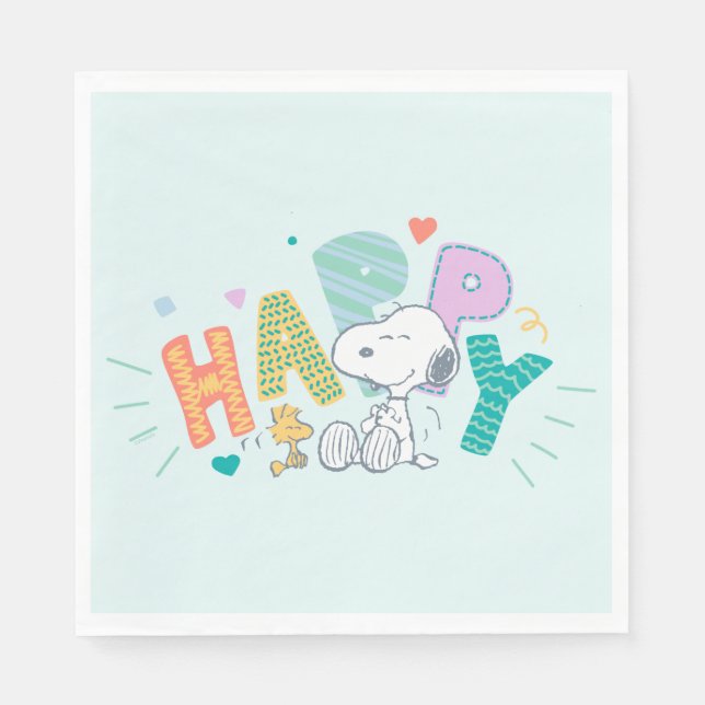 Peanuts | Snoopy & Woodstock Happy Napkin (Front)