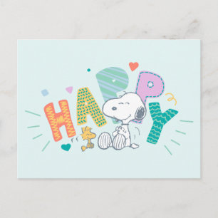 Peanuts Snoopy & Woodstock Happy Postcard