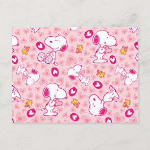 Peanuts Snoopy & Woodstock Heart Pattern Postcard